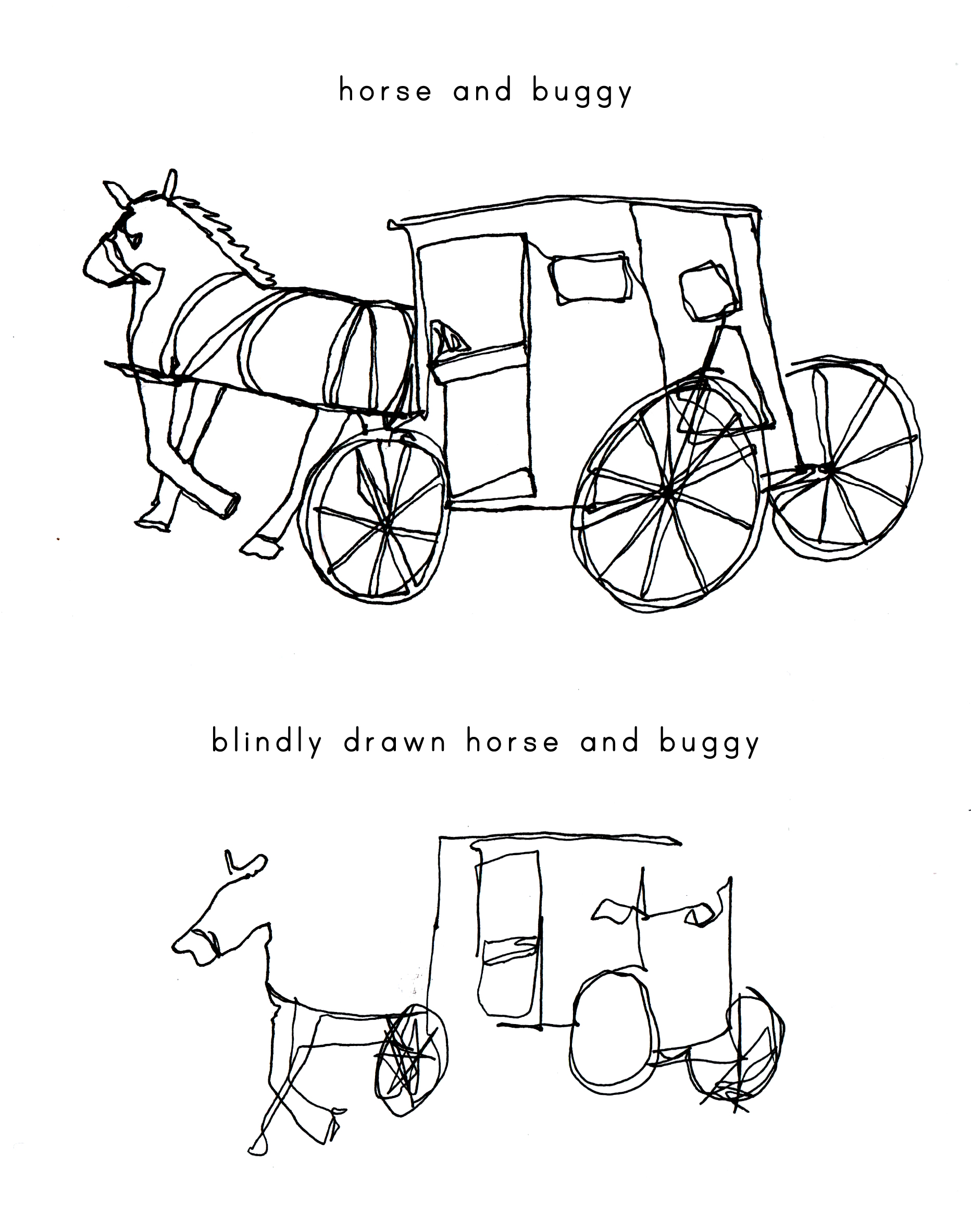 continuous line horse and buggy